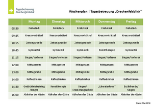 Wochenplan Tagespflege